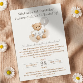 Judo Bear’s First Belt" – 1st Birthday White Belt Einladung