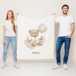 Judo Bear’s First Belt" – 1st Birthday White Belt Fleecedecke