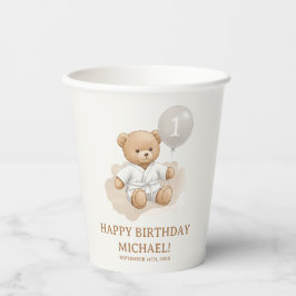  "Judo Bear’s First Belt" – 1st Birthday White  Pappbecher