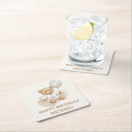 "Judo Bear’s First Belt" – 1st Birthday White Rechteckiger Pappuntersetzer