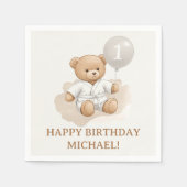  "Judo Bear’s First Belt" – 1st Birthday White  Serviette (Vorderseite)