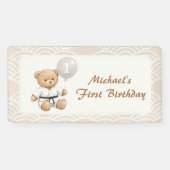 Judo Bear Turns One" – 1st Birthday 【Black-belt】 Banner (Horizontal)