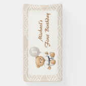 Judo Bear Turns One" – 1st Birthday 【Black-belt】 Banner (Vertikal)