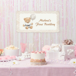 Judo Bear Turns One" – 1st Birthday 【Black-belt】 Banner