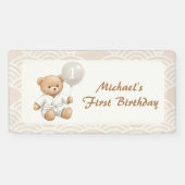 Judo Bear Turns One" – 1st Birthday 【Black-belt】 Banner (Horizontal)