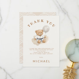 Judo Bear Turns One" – 1st Birthday 【Black-belt】 Dankeskarte