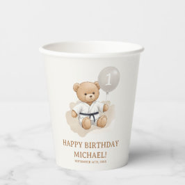 Judo Bear Turns One" – 1st Birthday 【Black-belt】 Pappbecher