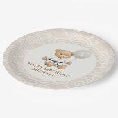 Judo Bear Turns One" – 1st Birthday 【Black-belt】 Pappteller (Schrägansicht)