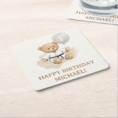 Judo Bear Turns One" – 1st Birthday 【Black-belt】 Rechteckiger Pappuntersetzer (angewinkelt)