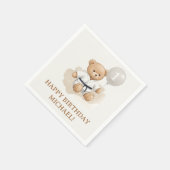 Judo Bear Turns One" – 1st Birthday 【Black-belt】 Serviette (Ecke)
