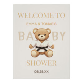 Judo Black Belt Bear Baby Shower Collection  Poster