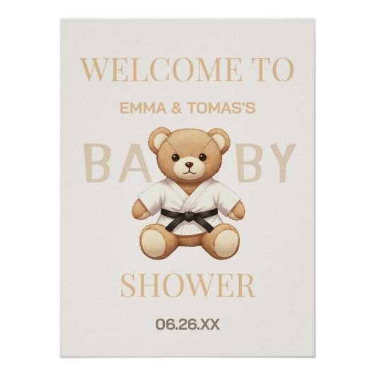 Judo Black Belt Bear Baby Shower Collection Poster (Vorderseite)