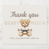 Judo Black Belt Bear Baby Shower Collection Schaumweinetikett (Einzelnes Label)