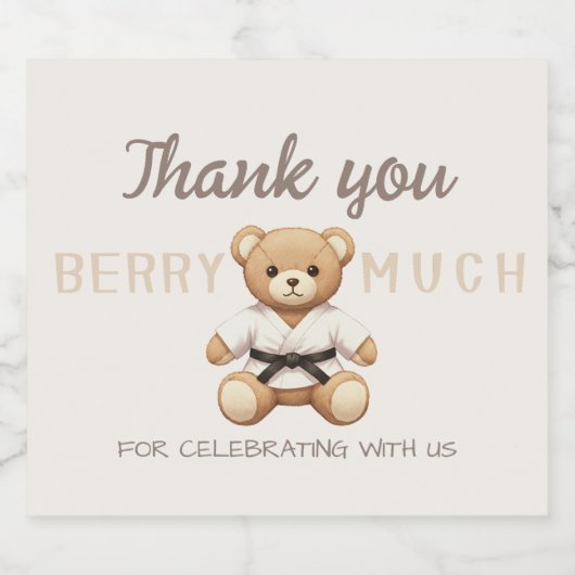 Judo Black Belt Bear Baby Shower Collection Schaumweinetikett (Einzelnes Label)
