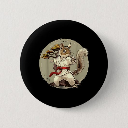 Judo Eichhörnchen Bonsai Baum Kickboxen Taekwondo Button (Vorderseite)