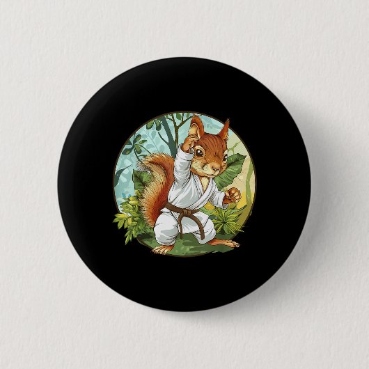 Judo Eichhörnchen Natur Kampfsport Kickboxen Button (Vorderseite)