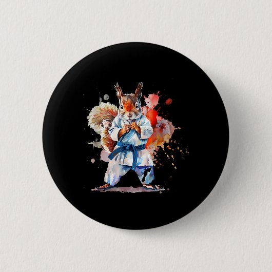 Judo Eichhörnchen Wasserfarbe Karate MMA Eichhörnc Button (Vorderseite)