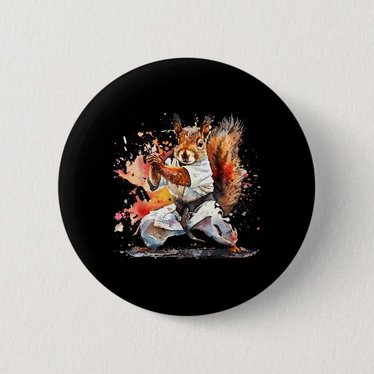 Judo Eichhörnchen Wasserfarbe MMA Eichhörnchen Lie Button (Vorderseite)