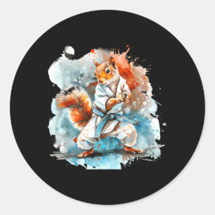 Judo Eichhörnchen Wasserfarbe Taekwondo Karate MMA Runder Aufkleber