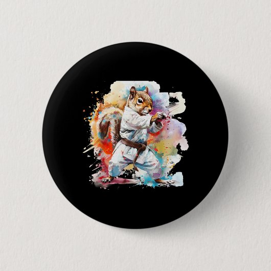 Judo Eichhörnchen Wasserfarben Eichhörnchen Liebha Button (Vorderseite)