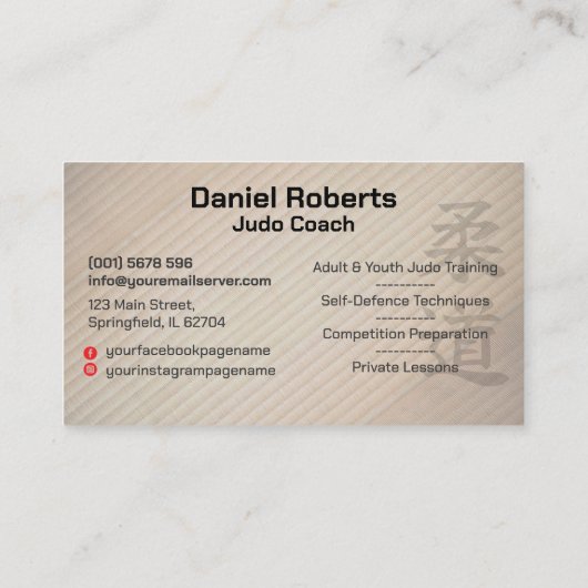 Judo instructor - Black Belt and sun Visitenkarte (Rückseite)