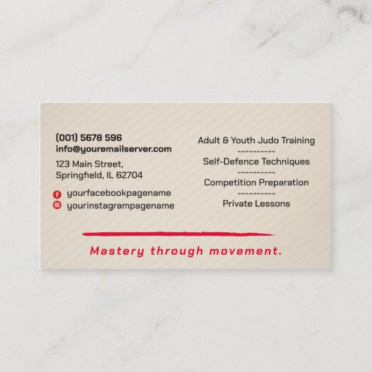 Judo instructor - Kanji and Judoka Visitenkarte (Rückseite)