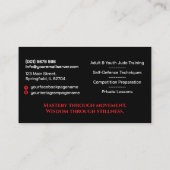 Judo instructor - Kanji and Rising Sun Visitenkarte (Rückseite)