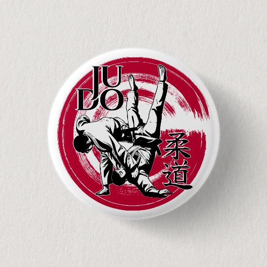 Judo Kanji und Rising Sun Throw  Button (Vorderseite)