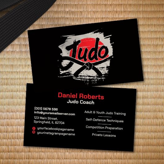 Judo-Lehrer - Schwarzgurt und Sonne Visitenkarte