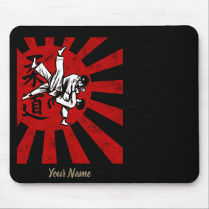 Judo Martial Arts with vintage japanischen Rising  Mousepad