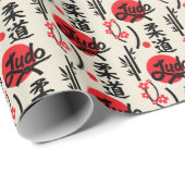 Judo-Muster - Schwarzer Gürtel, Kanji und Sonne Geschenkpapier (Rolleneckpunkt)