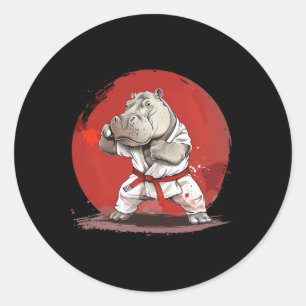 Judo Nilpferd Natur Kickboxen Taekwondo Kampfsport Runder Aufkleber