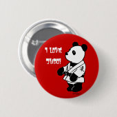Judo-Panda-Cartoon mit einem schwarzen Gurt Button (Vorne & Hinten)