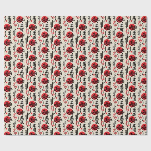 Judo Pattern - Black Belt, Kanji and Sun Geschenkpapier (Flach)