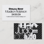 Judo; Schwarz und Dunkelgrau Streifen Visitenkarte (Vorne/Hinten)