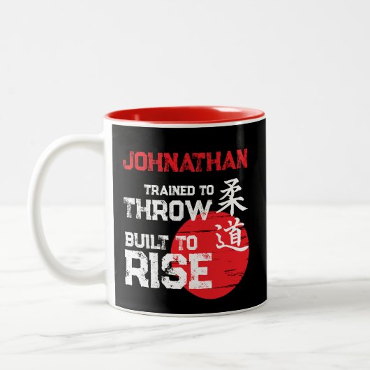 Judo - Trained to Throw - Built to Rise Zweifarbige Tasse (Links)