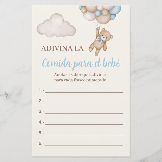 Juego para Baby Shower Adivina la comida (Vorderseite)