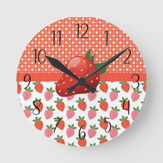 Juerful Juicy Strawberry Runde Wanduhr (Vorderseite)