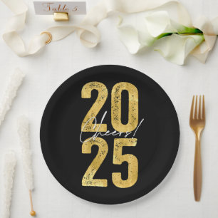 Juers to 2025 Gold Typografy Modern New Year Pappteller