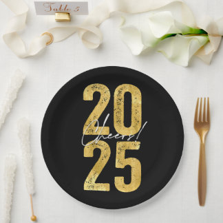 Juers to 2025 Gold Typografy Modern New Year Pappteller
