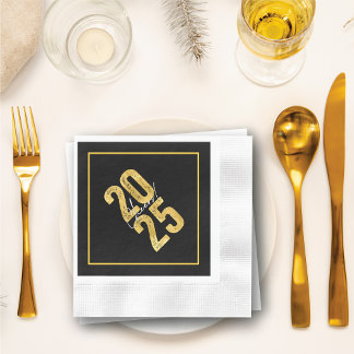 Juers to 2025 Gold Typografy Modern New Year Serviette