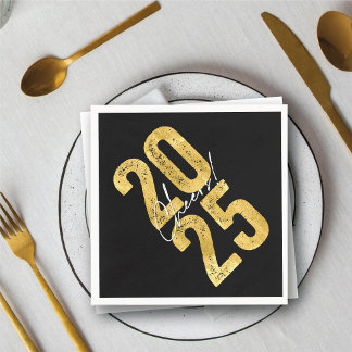 Juers to 2025 Gold Typografy Modern New Year Serviette
