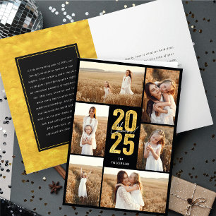 Juers to 2025 Gold Typografy New Year 6 Foto Feiertagskarte