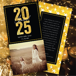 Juers to 2025 Gold Typografy New Year Foto Feiertagskarte