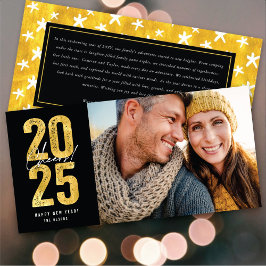Juers to 2025 Gold Typografy New Year Foto Feiertagskarte
