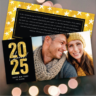 Juers to 2025 Gold Typografy New Year Foto Feiertagskarte