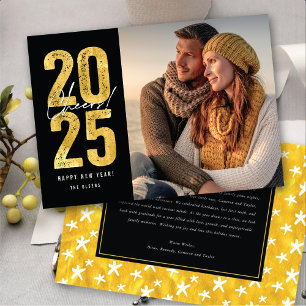 Juers to 2025 Gold Typografy New Year Foto Feiertagskarte