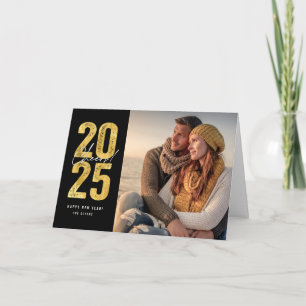 Juers to 2025 Gold Typografy New Year Foto Feiertagskarte