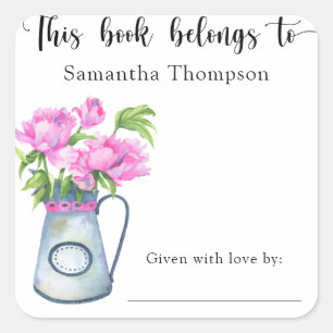 Jug der Blume - dieses Buch gehört Quadratischer Aufkleber