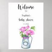 Jug der Blume Willkommen in der Babydusche Poster (Vorne)